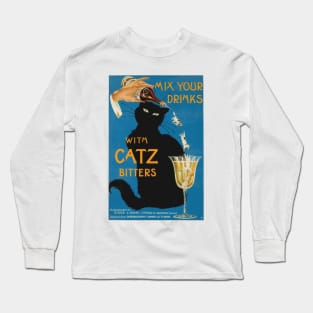 Mix Your Drinks with Catz Bitters - Vintage Advertising Poster Long Sleeve T-Shirt